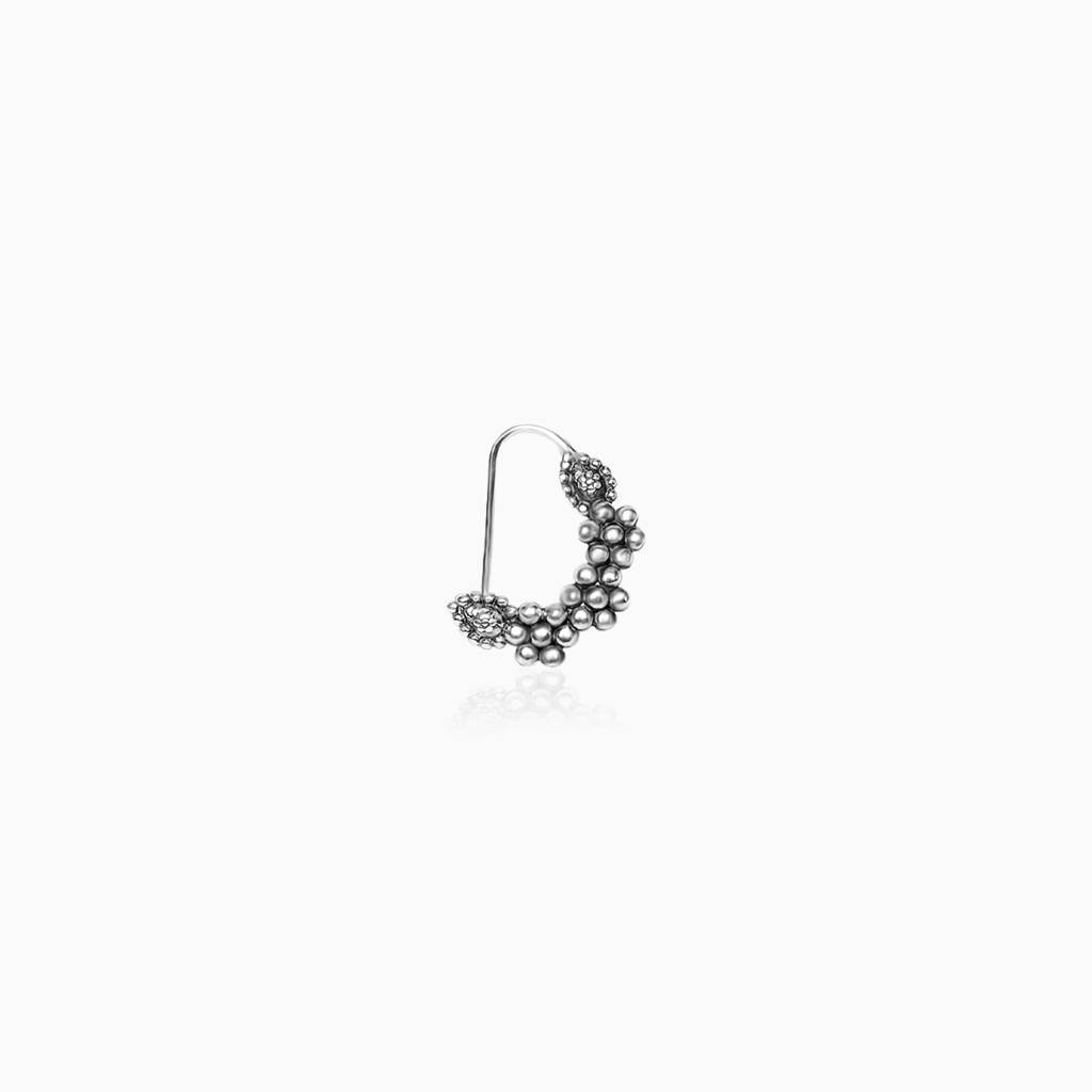 Oxidised Bead Flower Nose Ring : AVNP021