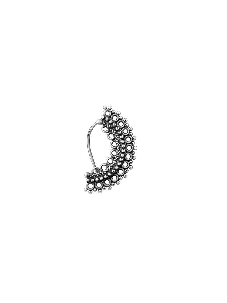 Silver Oxidised Silver Intricate Nose Ring : AVNP039