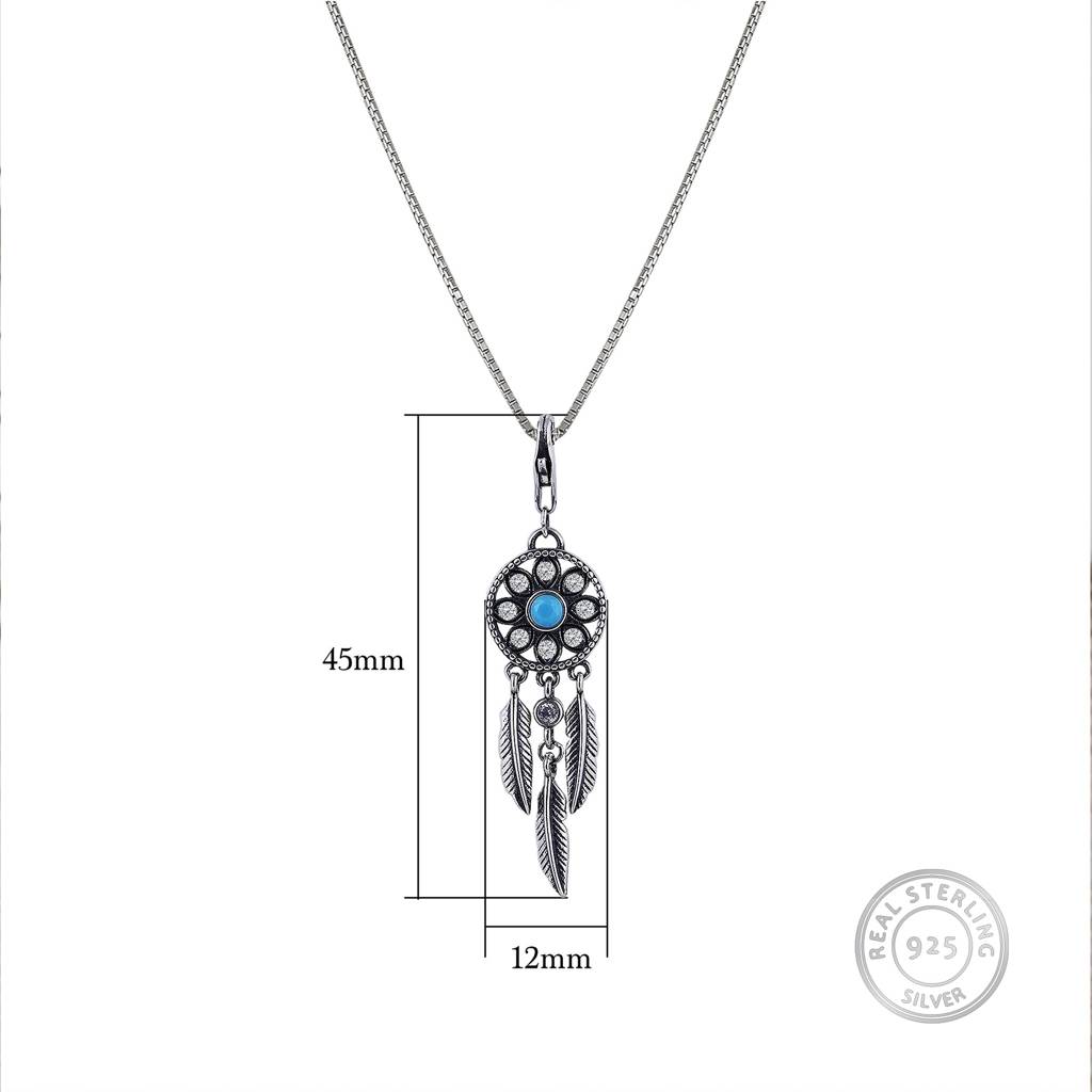 Oxidised Silver Dream Catcher Pendant With Box Chain : AVPD002