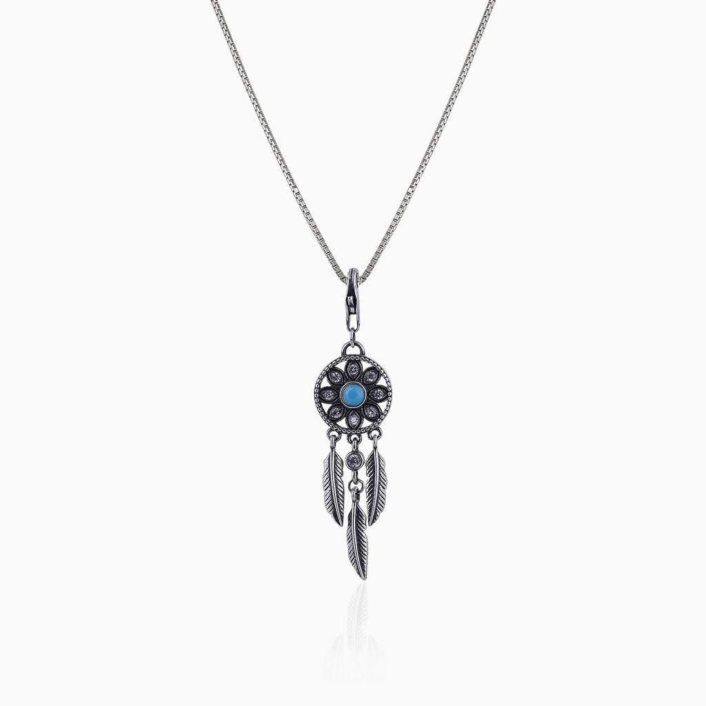 Oxidised Silver Dream Catcher Pendant With Box Chain : AVPD002