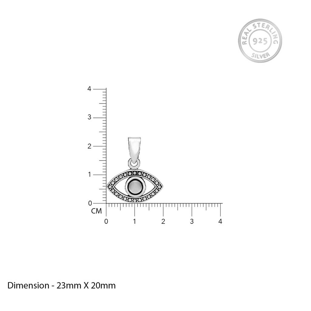 Oxidised Silver Evil Eye Pendant With Box Chain : AVPD005