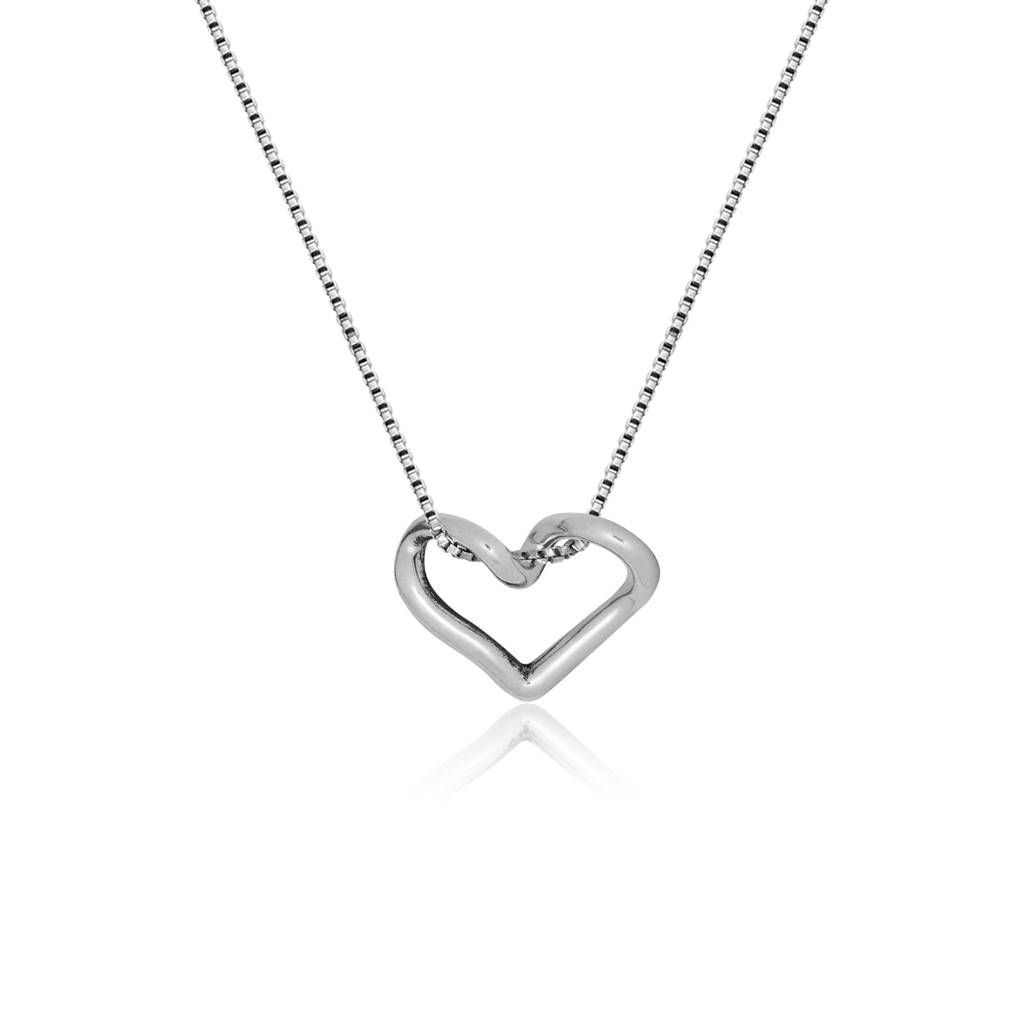 Oxidised Silver Heart Pendant With Box Chain : AVPD0141