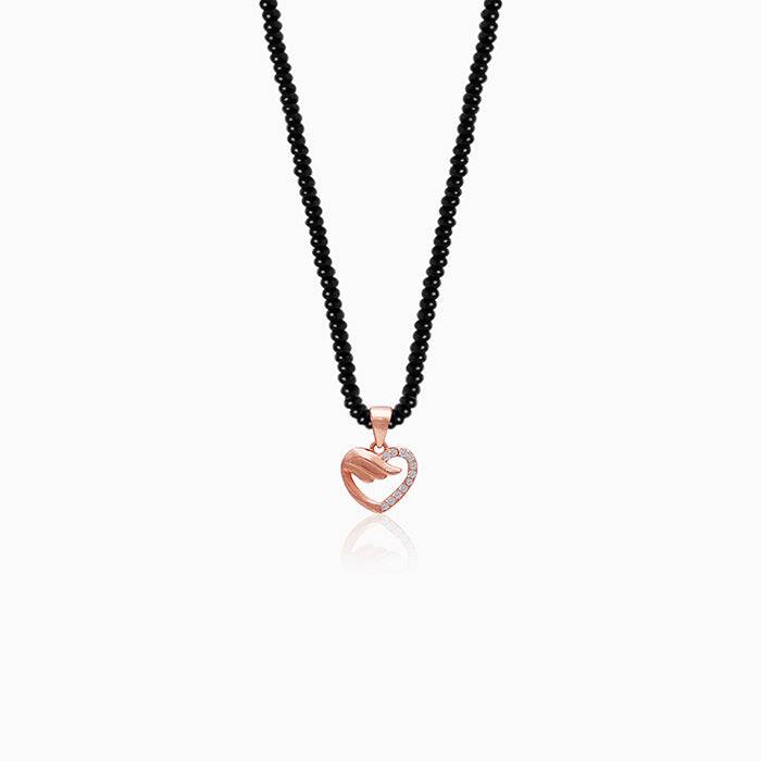 Silver Feather Heart Mangalsutra : AVPD0148