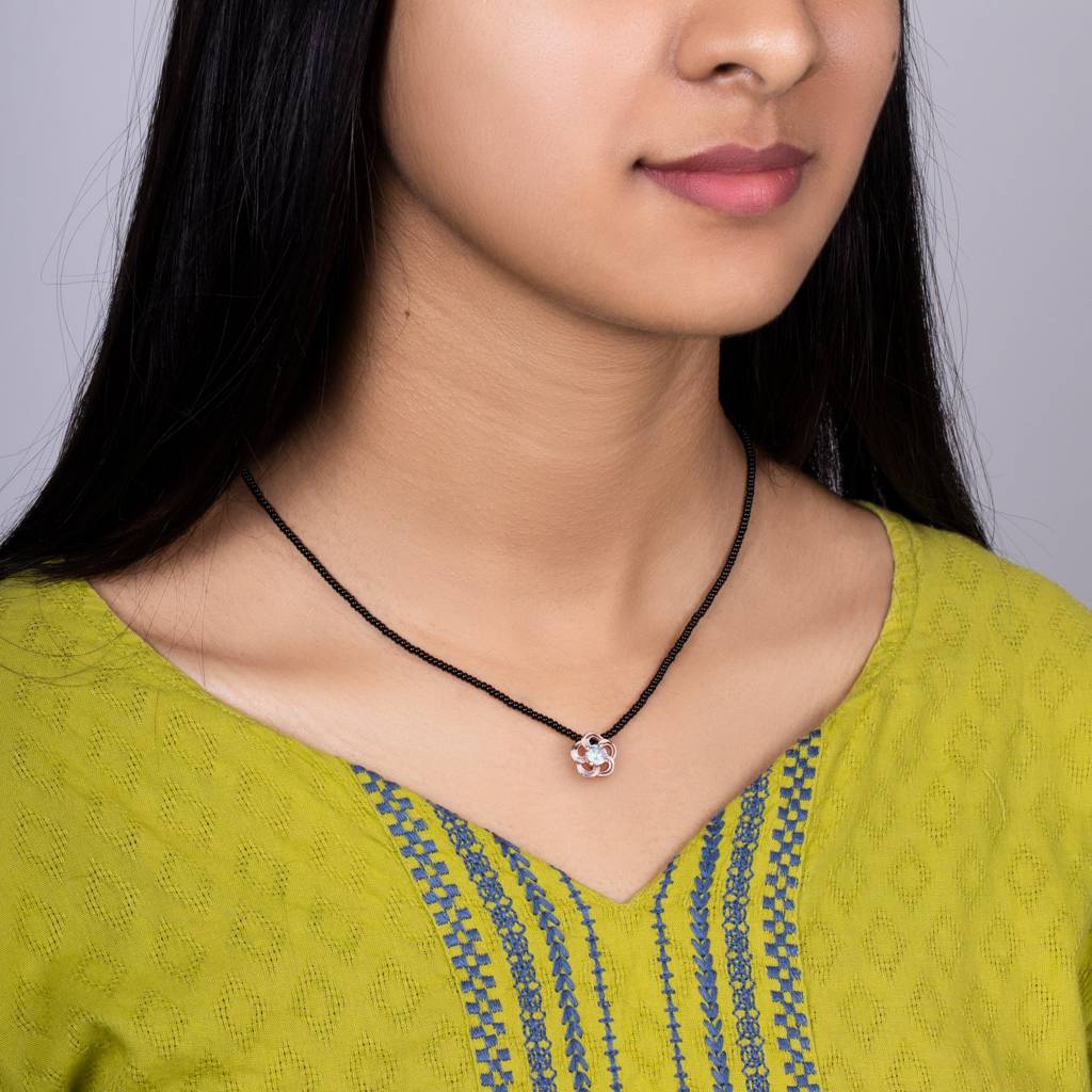 Rose Gold Zircon Flower Mangalsutra : AVPD0151