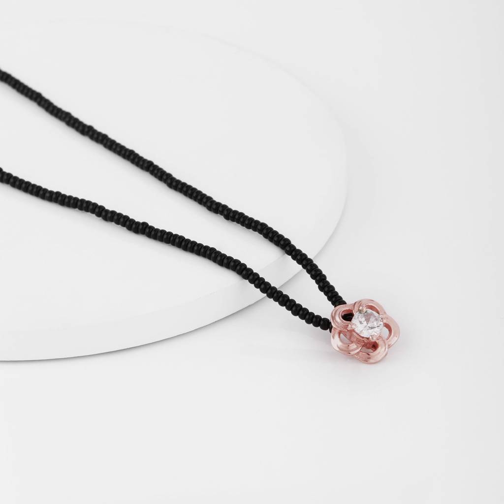Rose Gold Zircon Flower Mangalsutra : AVPD0151