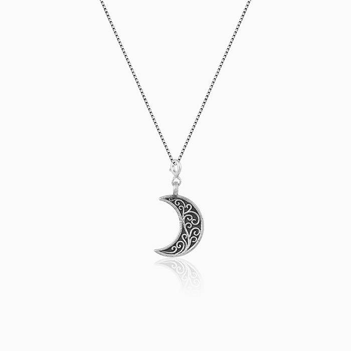 Oxidised Silver Crescent Pendant : AVPD0153