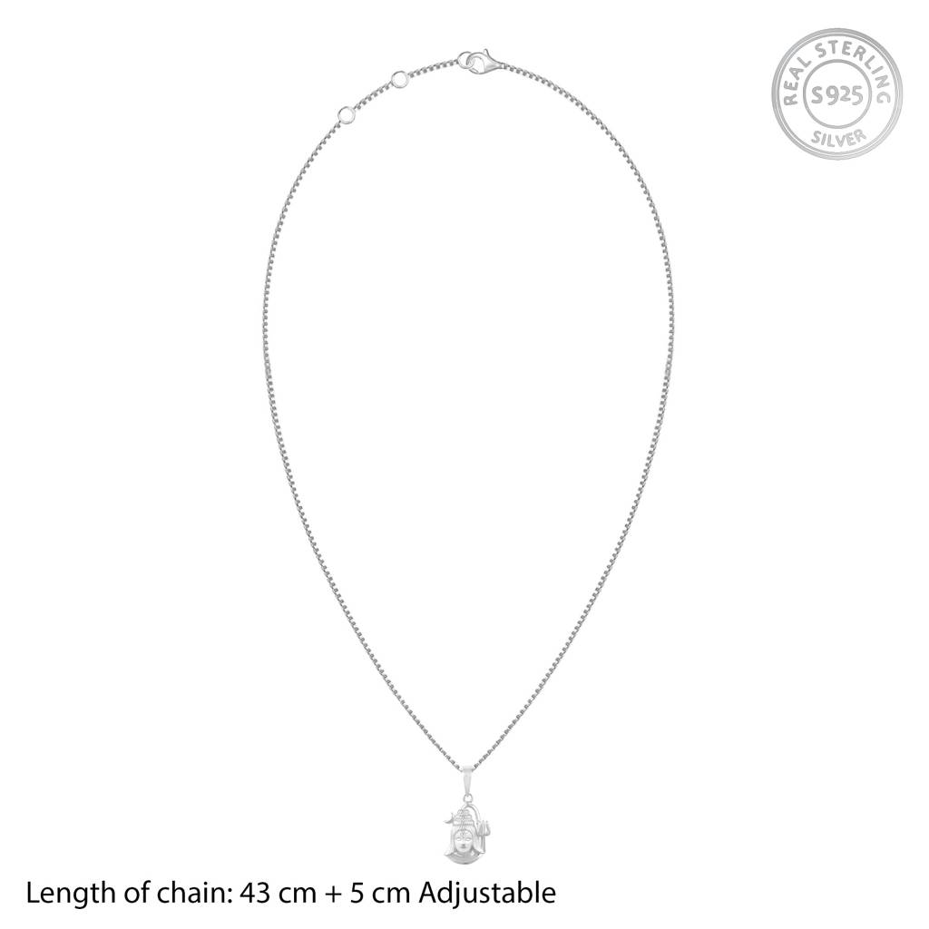 Silver Shiva Pendant With Box Chain : AVPD0158