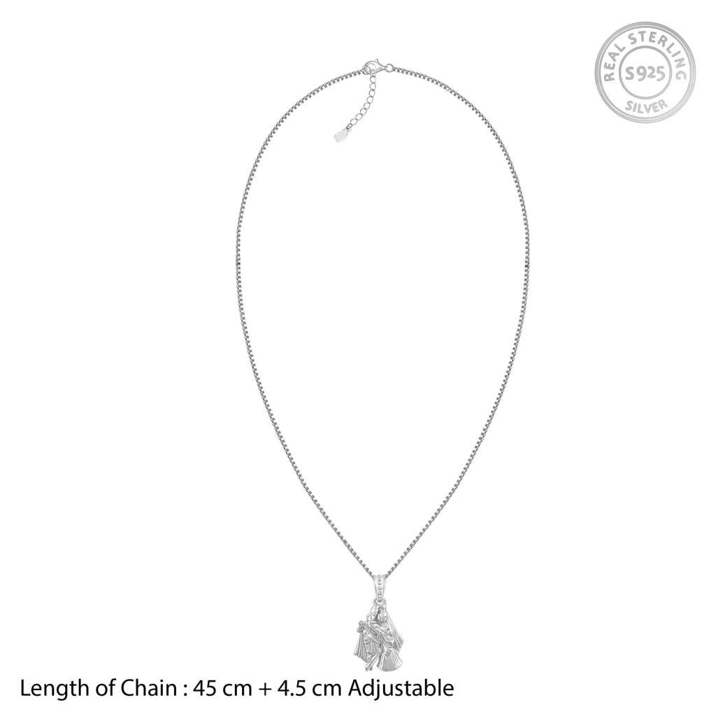Silver Radha-Krishna Pendant With Box Chain : AVPD0159