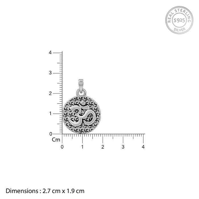 Oxidised Silver Om Pendant With Box Chain For Him : AVPD0170