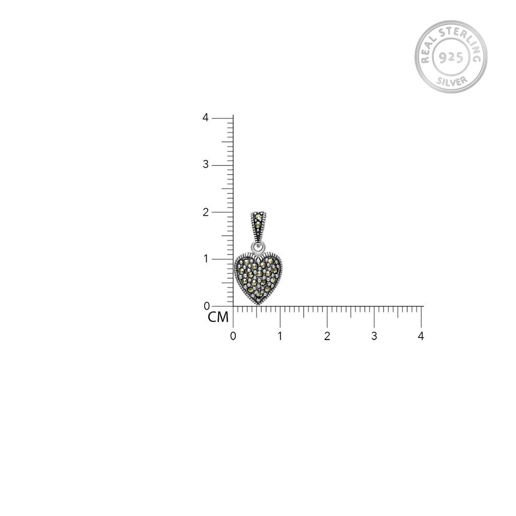 Oxidised Silver Studded Heart Pendant With Box Chain : AVPD017