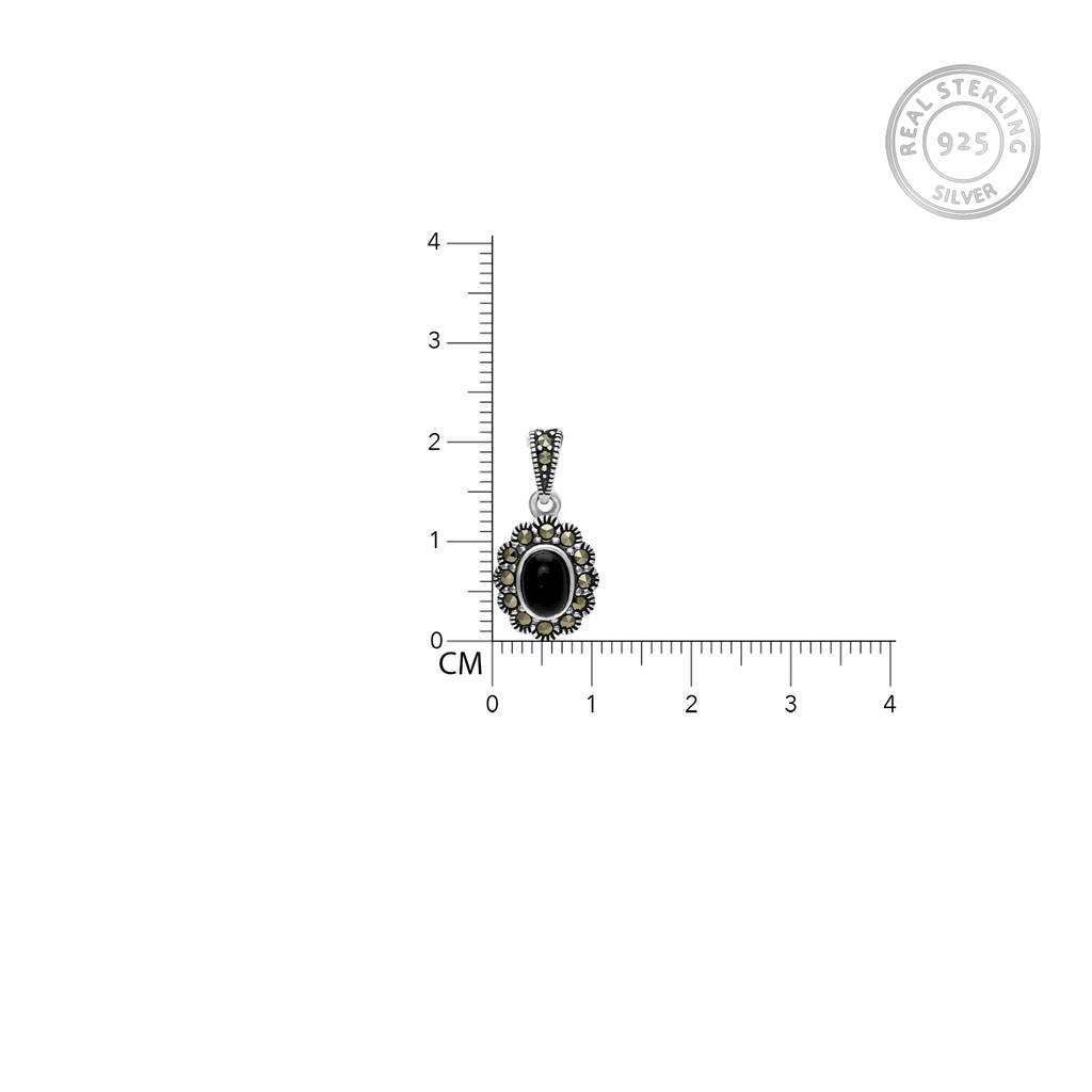 Oxidised Silver Black Floral Pendant With Box Chain : AVPD019