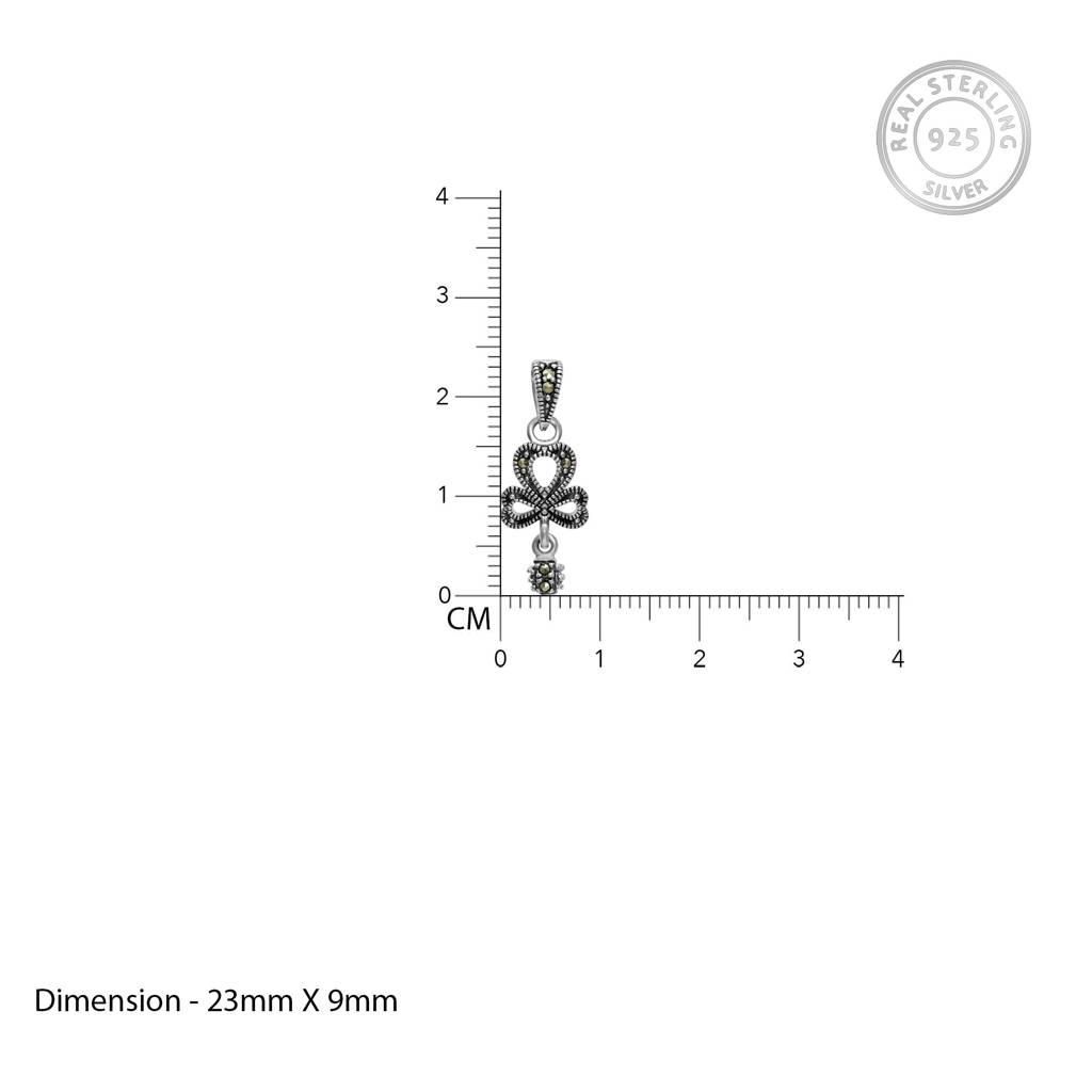 Oxidised Three Leaf Clover Pendant With Box Chain : AVPD026