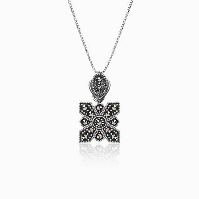 Oxidised Silver Symmetry Pendant With Box Chain : AVPD038