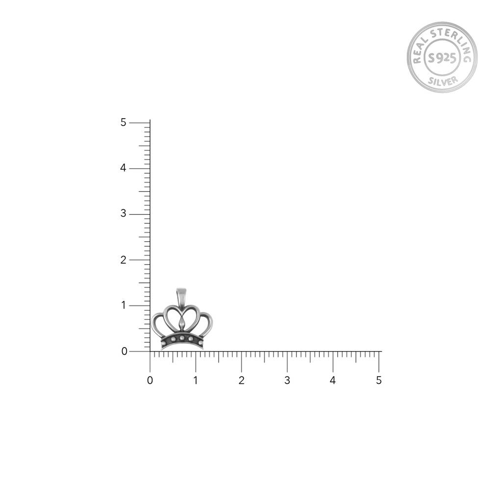 Oxidised Silver Royal Crown Pendant With Box Chain : AVPD049