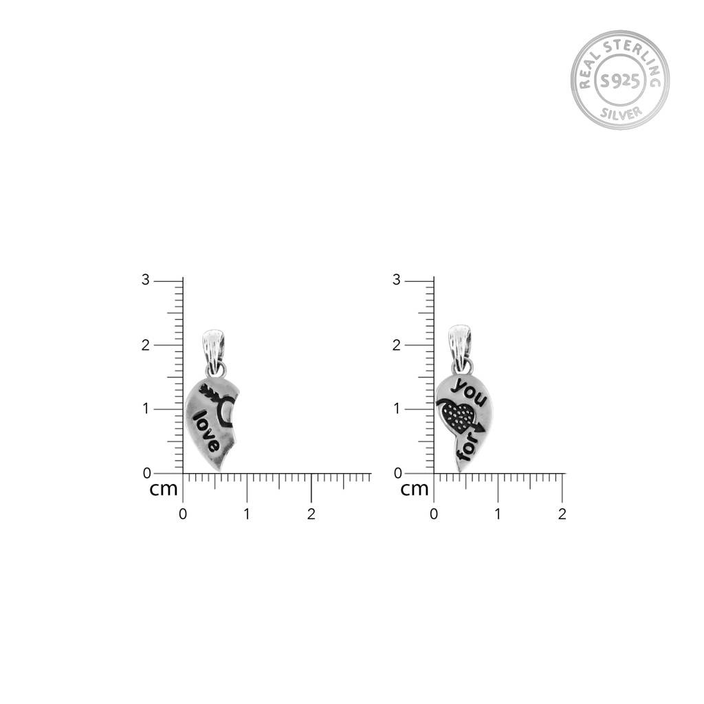 Oxidised Silver ÃÂ¬ËLove For Youã¢Â¬Â¢ Couple Pendant With Box Chain : AVPD055