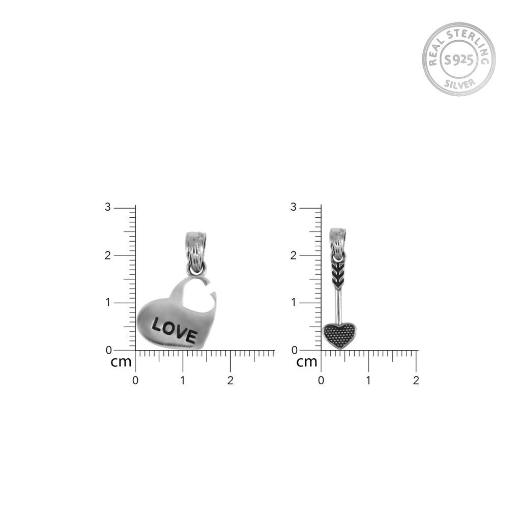 Oxidised Silver Cupid Love Couple Pendant With Box Chain : AVPD060