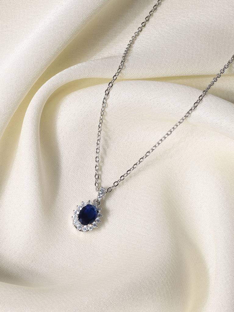 Blue Sapphire Cz Pendant : AVPE10039
