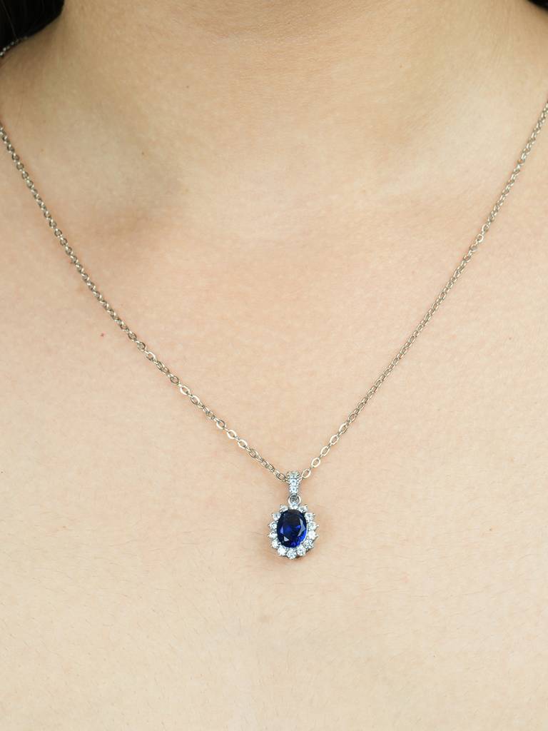 Blue Sapphire Cz Pendant : AVPE10039