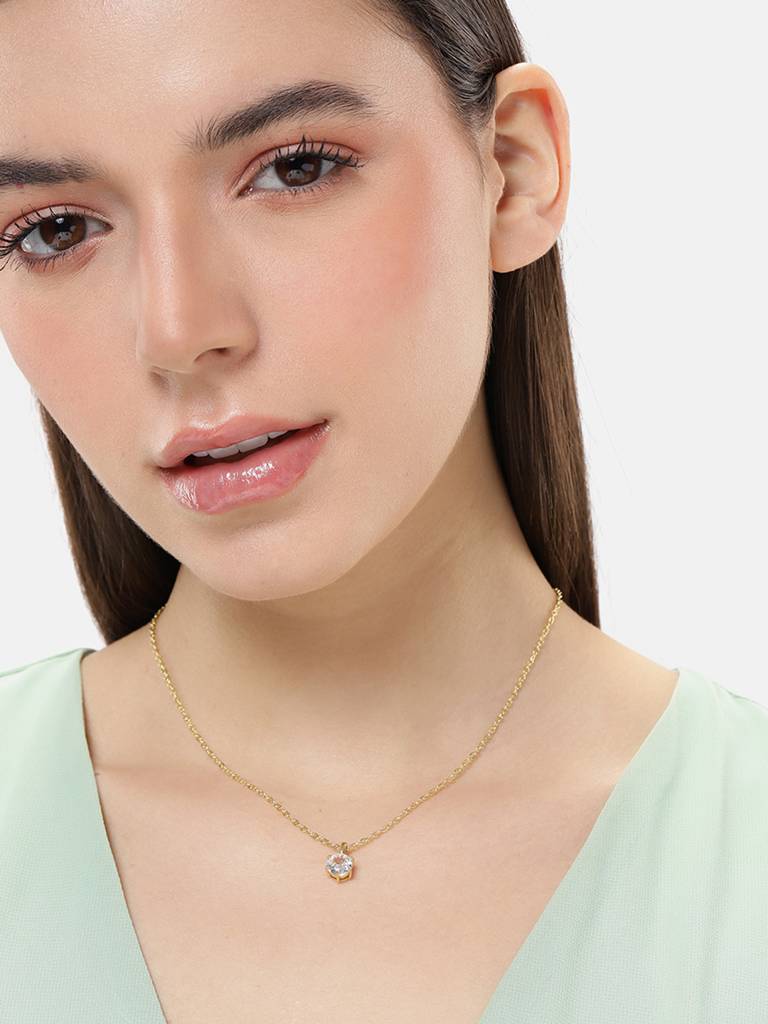 Timeless Solitaire Cz Pendant : AVPE10064