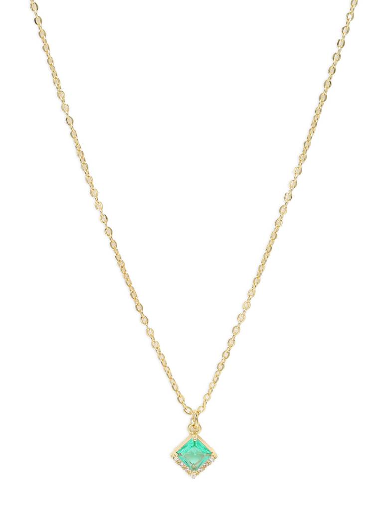 Princess Cut Green Cz Pendant : AVPE10069