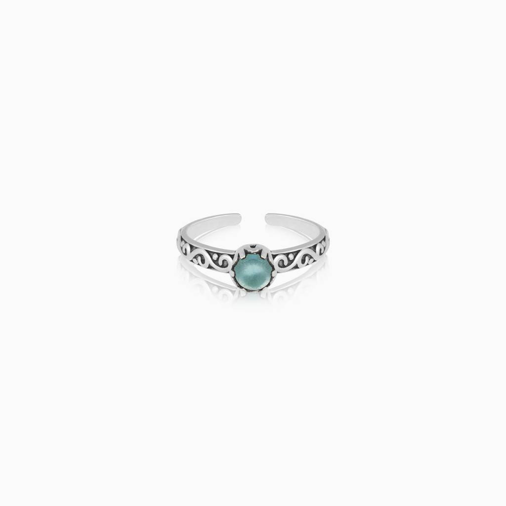 Oxidised Silver Turquoise Infinity Stone Ring : AVR0106