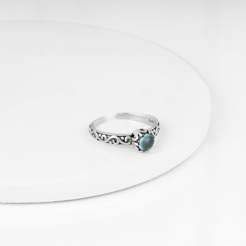 Oxidised Silver Turquoise Infinity Stone Ring : AVR0106
