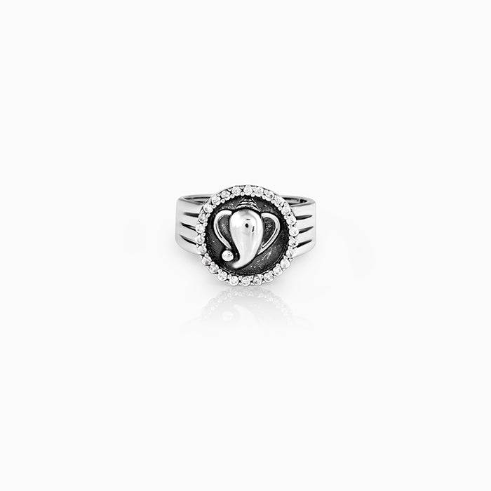 Oxidised Silver Ganpati Chakra Ring : AVR0107