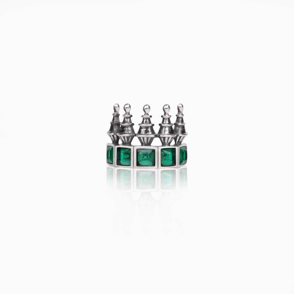 Oxidised Emerald Green Tower Ring : AVR016