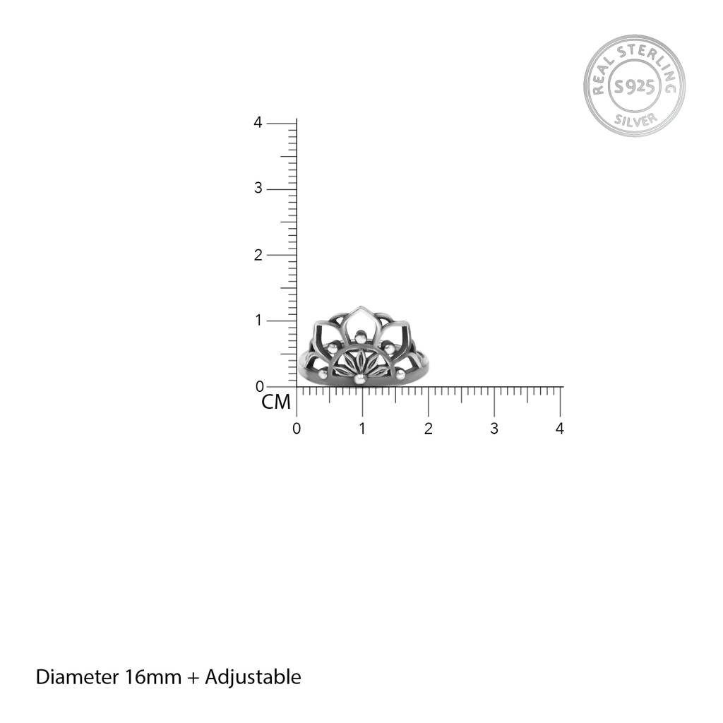 Oxidised Silver Queen'S Crown Ring : AVR029