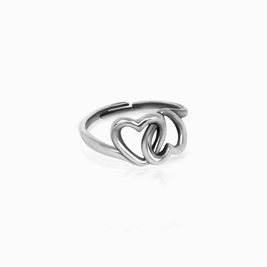 Oxidised Silver Interlinked Heart Ring : AVR032