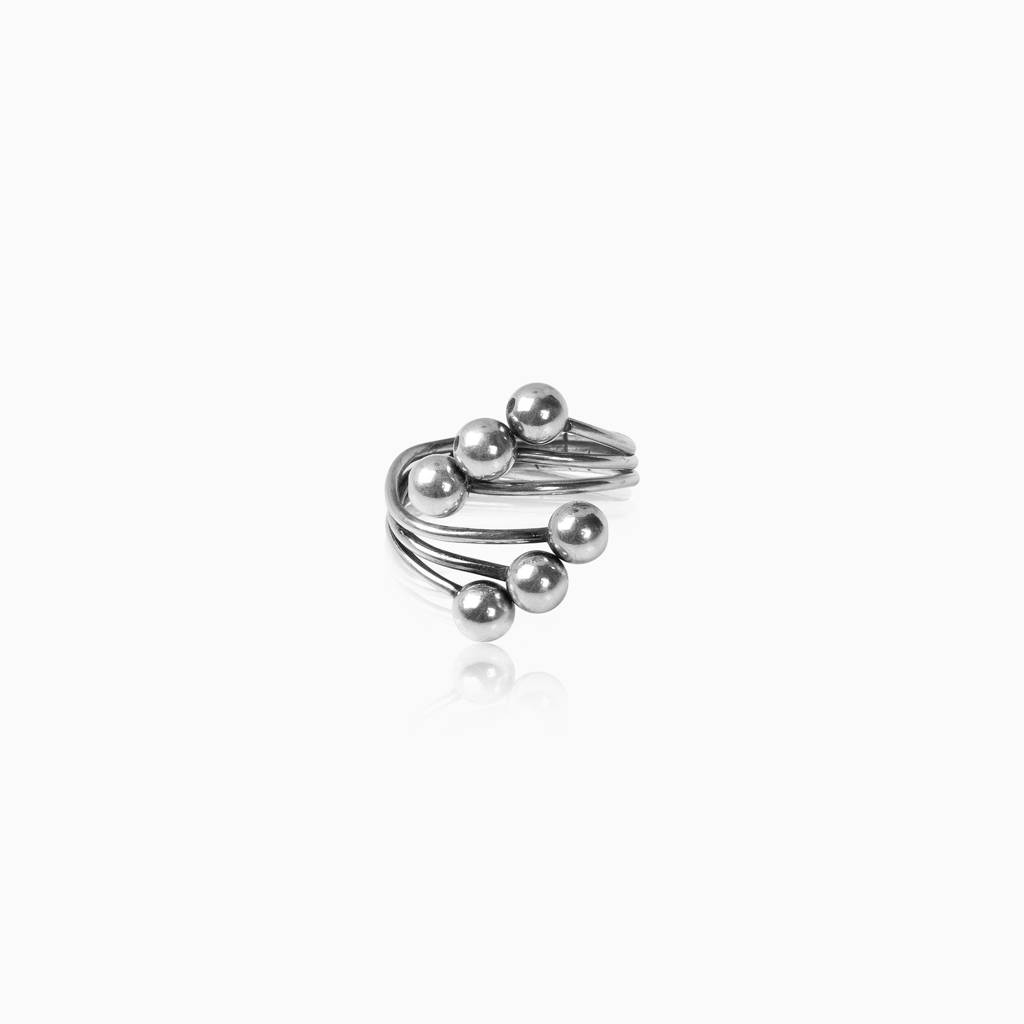 Oxidised Silver Beads Statement Ring : AVR071