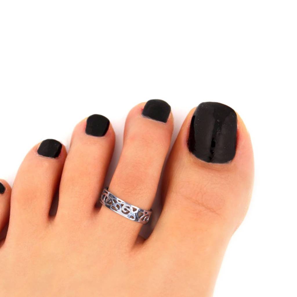 Oxidised Silver Lace Toe Ring : AVTR007