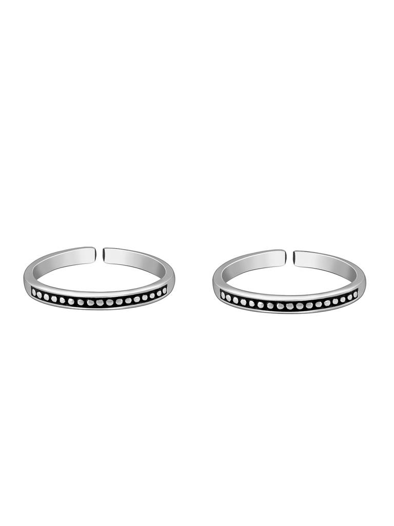 Silver Oxidised Silver Bead Toe Rings : AVTR009