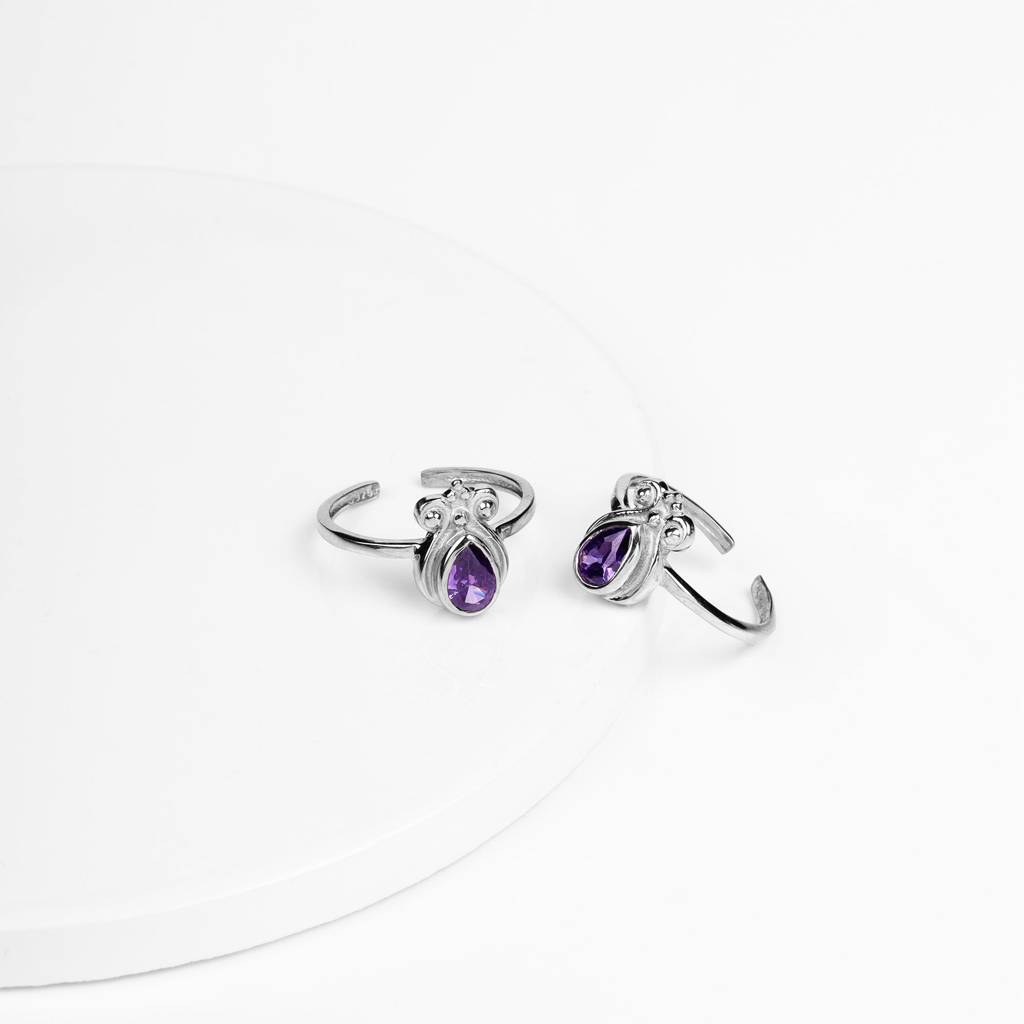 Oxidised Silver Lavendar Toe Rings : AVTR040