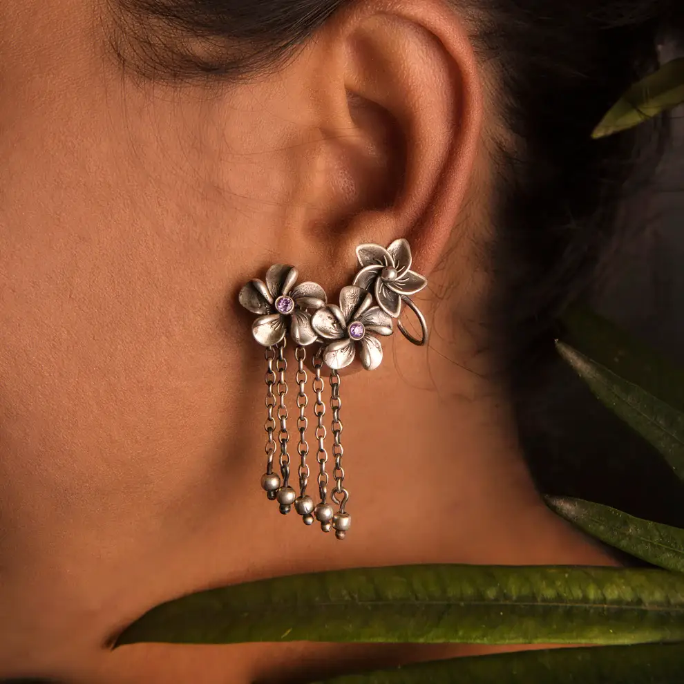 Frangipani Rain Earcuffs