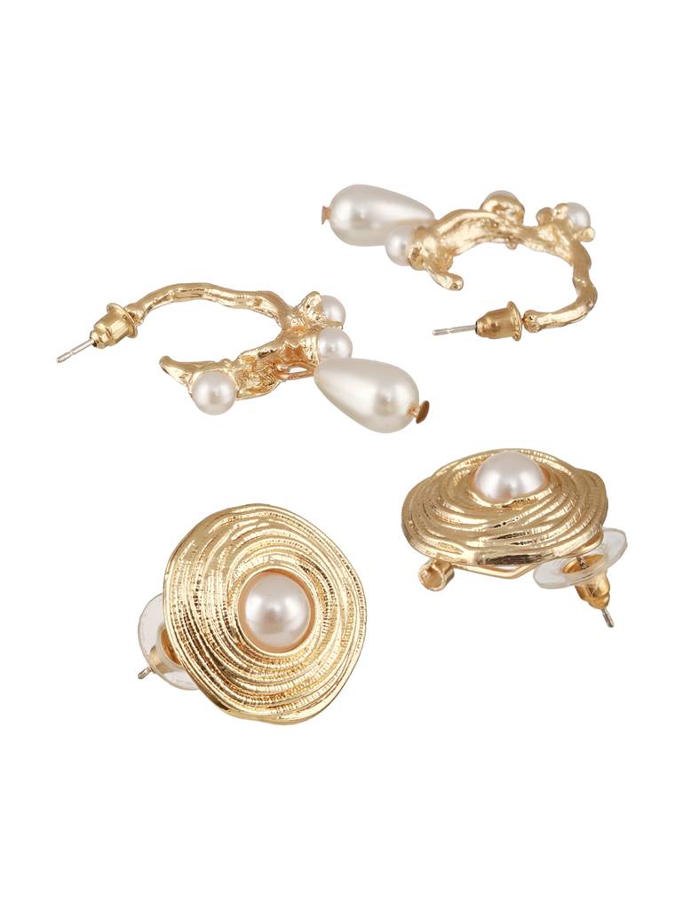 Set Of 2 Gold Plated Contemporary Studs : Aatmana-ER0133