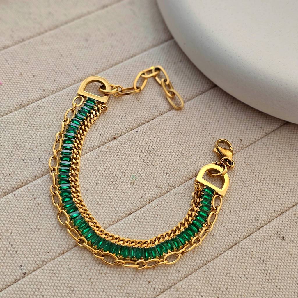 Alice Green Baguette Chain Bracelet : TAA-9708120342806-BRACELET