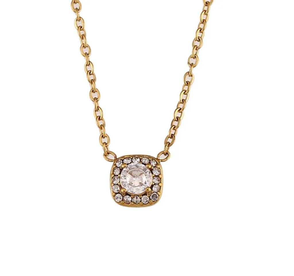 Square Elipse Diamond Necklace, Amelia