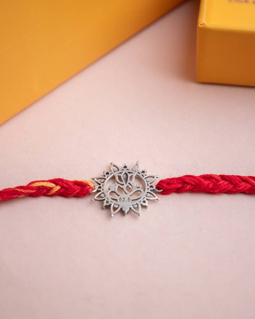 925 Sterling Silver Anvaya Intricate Ganesha Shubh Moli Rakhi For Kids, Men, And Women : SRK6-1