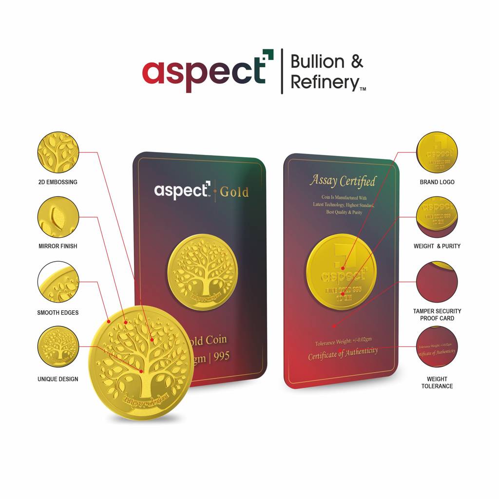 2 Gm Kalpruvksha Gold Coin 24Kt 995 : 2gmKalpruvkshaGoldCoin24kt995