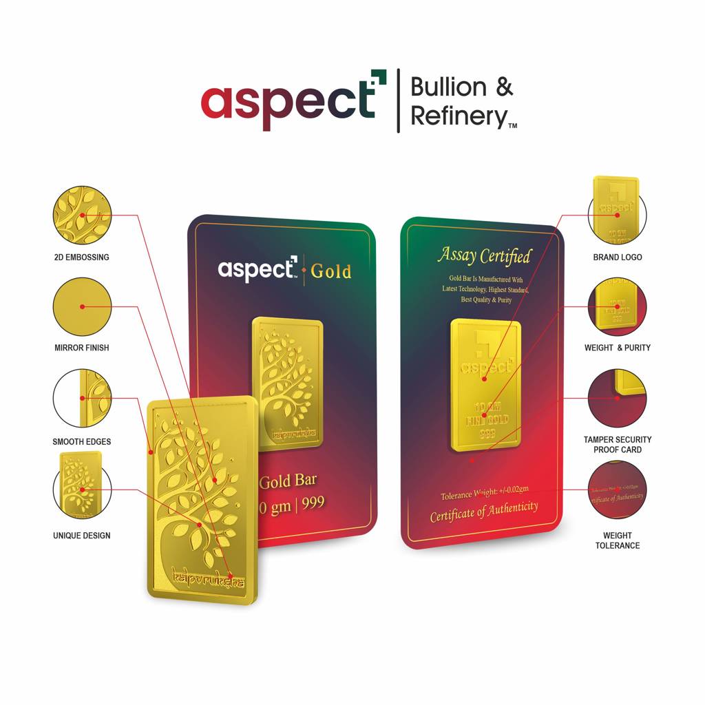 1Gm 24Kt Kalpavruksha Gold Bar 999 : 1gm24ktKalpavrukshaGoldBar999