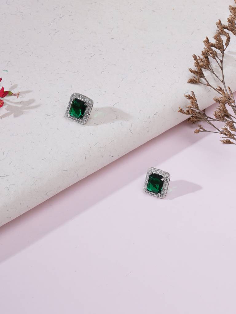 Dark Green Stone Studs : RRAUG23-48