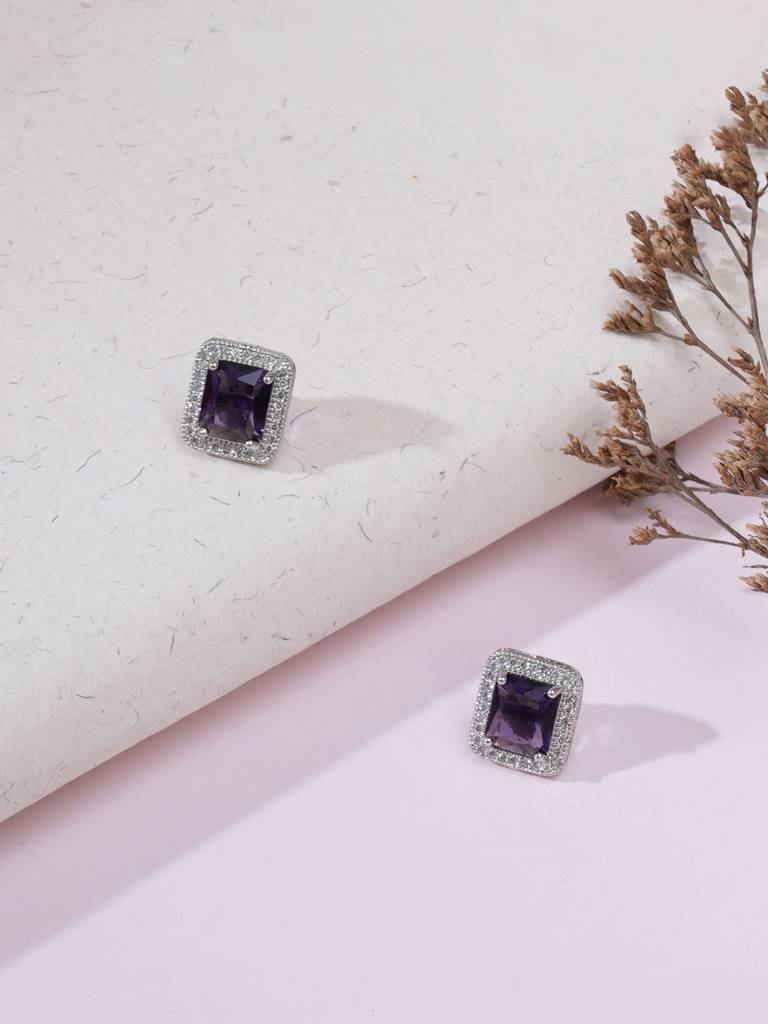 Purple Stone Studs : RRAUG23-46