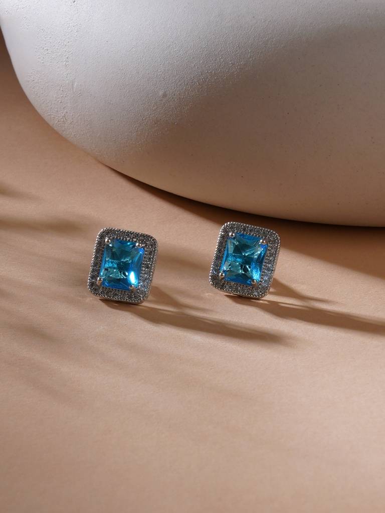 Aqua Blue Stone Studs : RRAUG23-47