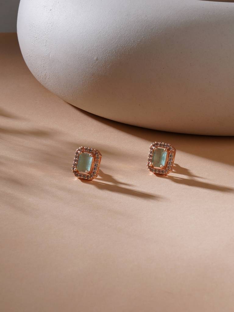 Mint Green Stone Studs : RRAUG23-54