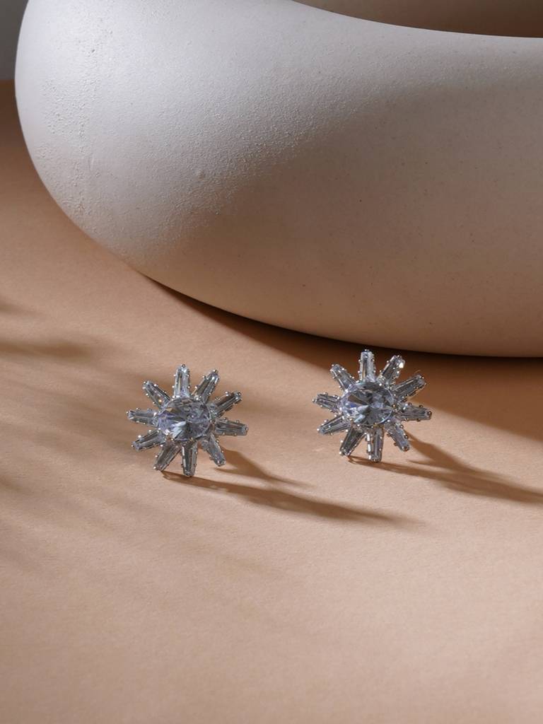 Round White Stone Studs : RRAUG23-39