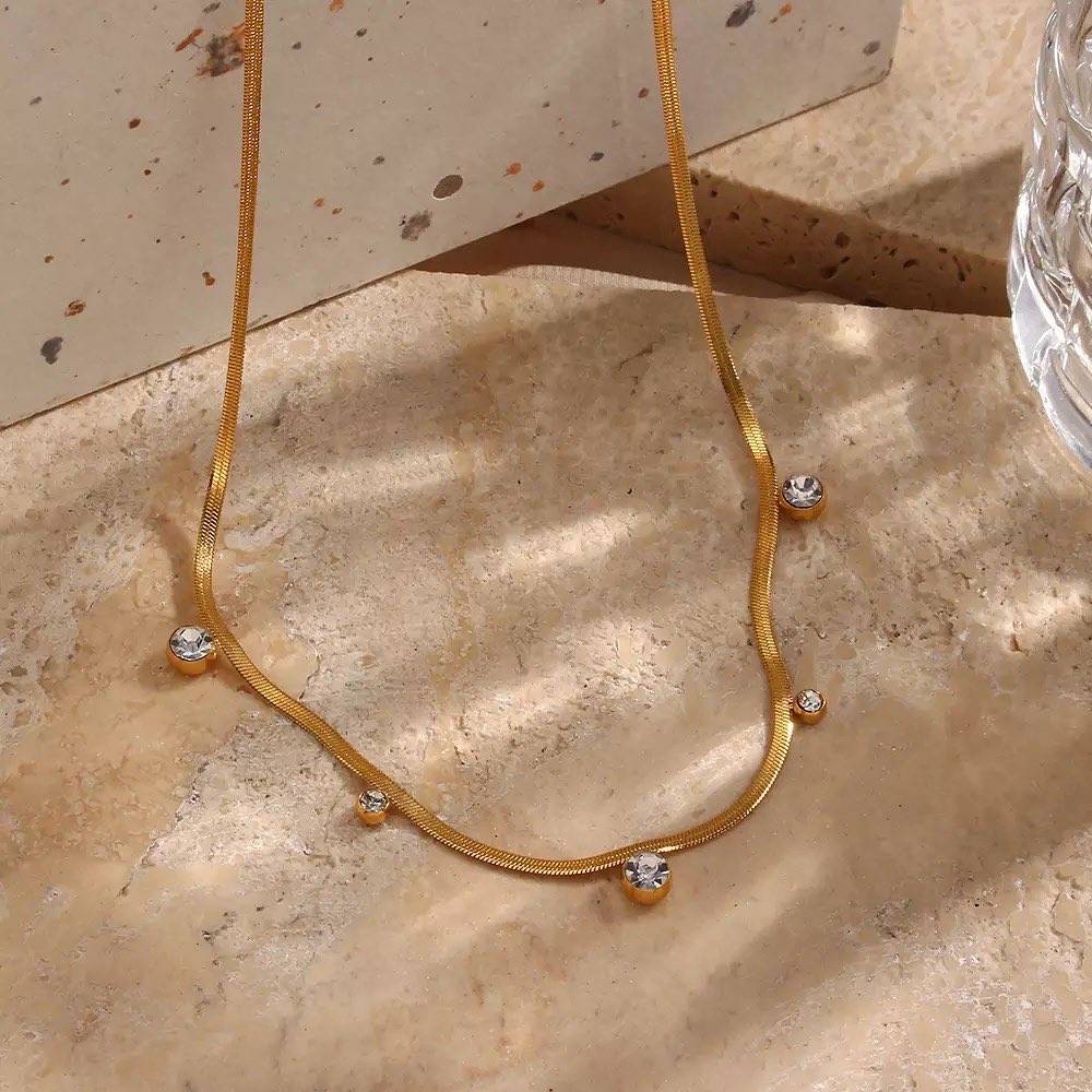 18Kt Gold Plated Snake Chain With Zircons, Avery