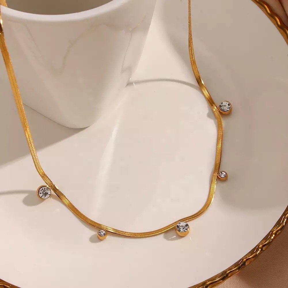 18Kt Gold Plated Snake Chain With Zircons, Avery