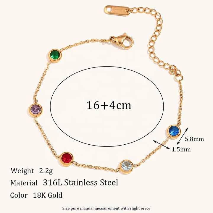 Dainty Multi Crystal Bracelet : B-CR-3-0