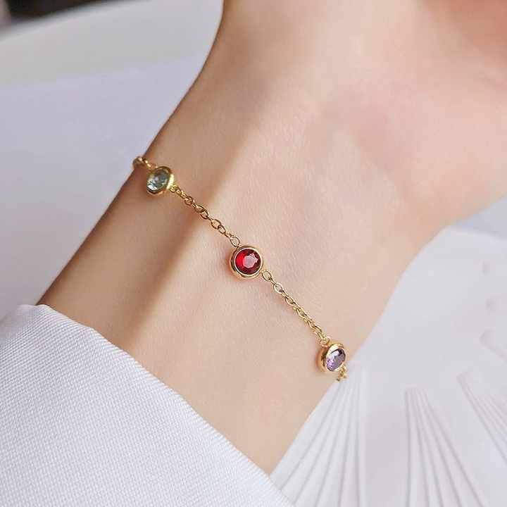 Dainty Multi Crystal Bracelet : B-CR-3-0